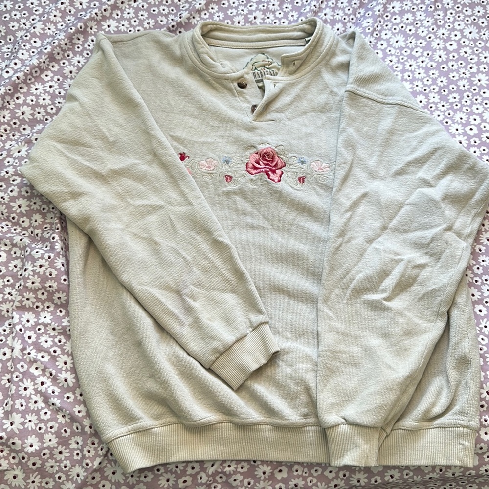 Flower embroidered sweater